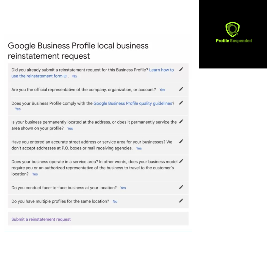 Google Business Profile Reinstatement Form