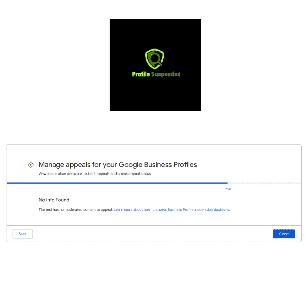 Google Business Profile Appeal - No Info Found
