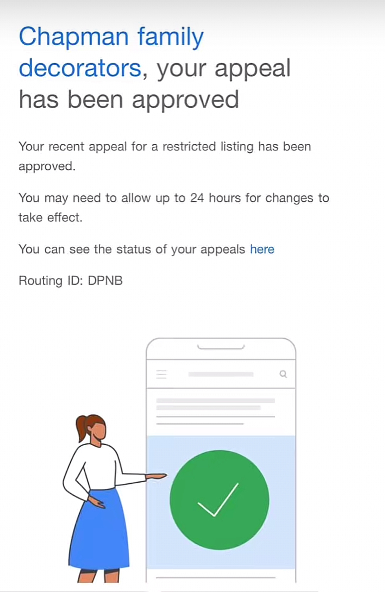 Chapman Family Decorators Google Suspension Case Study